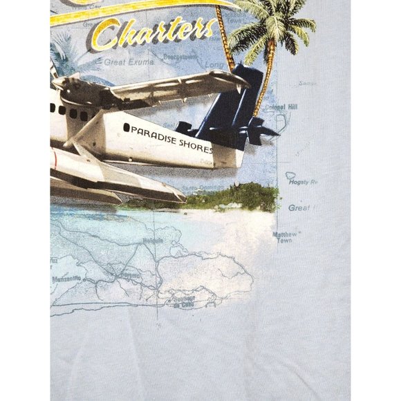 Paradise Shores Cotton XL 5011 Geyser Lei Over Charters Teal Blue T Shirt - Picture 13 of 16